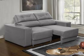 Sofá Retrátil e Reclinável 1,80m 3 Lugares Nubia Suede Cinza Madelina Decor