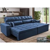 Sofá Retrátil e Reclinável 1,82m Luxos Cama inBox Velusoft Azul