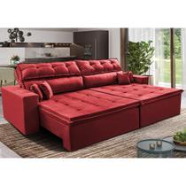 Sofá Retrátil e Reclinável 1,82m Luxos Cama inBox Velusoft Vermelho