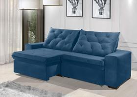Sofá Retrátil e Reclinável 2.10m ESTILO ESTOFADOS - EUROPA com SoftGel D33 Velupluma "Azul"
