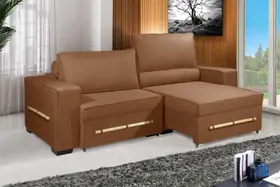 Sofá Retrátil e Reclinável 2.90m ESTILO ESTOFADOS - CHAYENE com SoftGel D33 Linho "Terracota"