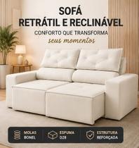 Sofá Retrátil e Reclinável 2 Lugares 1,50m com Molas e Espuma D28 em Suede - Pepinelli Decor Cor:Bege Sofá Retrátil e Reclinável 2 Lugares 1,50m com Molas e Espuma D28 em Suede - Pepinelli Decor Cor:Bege