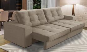 Sofá Retrátil e Reclinável 2 lugares 1,50m com Molas Madrid Suede Cappuccino Mirra Decor