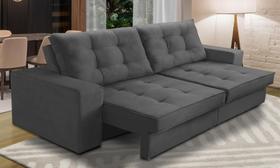 Sofá Retrátil e Reclinável 2 lugares 1,50m com Molas Madrid Suede Cinza Mirra Decor