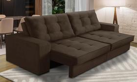 Sofá Retrátil e Reclinável 2 lugares 1,50m com Molas Madrid Suede Marrom Mirra Decor