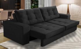 Sofá Retrátil e Reclinável 2 lugares 1,50m com Molas Madrid Suede Preto Mirra Decor