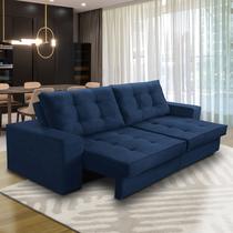 Sofá Retrátil e Reclinável 2 lugares 1,50m com Molas Marcela Suede Azul Adonai Estofados