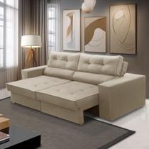 Sofá Retrátil e Reclinável 2 lugares 1,50m com Molas Milena Suede Bege Rover & Beato