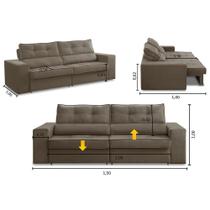 Sofá Retrátil e Reclinável 2 lugares 1,50m com Molas Mirela Suede Cappuccino Adonai Estofados