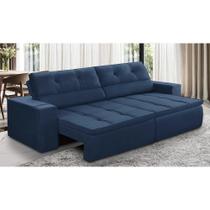 Sofá Retrátil e Reclinável 2 lugares 1,50m com Molas Stella Suede Azul Adonai Estofados