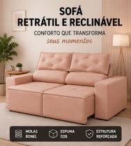 Sofá Retrátil e Reclinável 2 Lugares 1,50m Confortável para Sala em Suede Cor:PRETO Sofá Retrátil e Reclinável 2 Lugares 1,50m Confortável para Sala em Suede Cor:PRETO