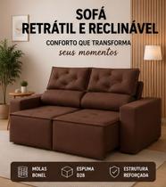 Sofá Retrátil e Reclinável 2 Lugares 1,50m Confortável para Sala em Suede Cor:PRETO Sofá Retrátil e Reclinável 2 Lugares 1,50m Confortável para Sala em Suede Cor:PRETO