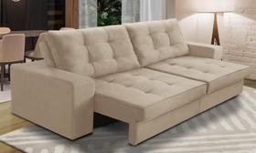 Sofá Retrátil e Reclinável 2 lugares 1,70m com Molas Madrid Suede Bege Mirra Decor