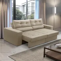Sofá Retrátil e Reclinável 2 lugares 1,70m com Molas Mirela Suede Bege Adonai Estofados Sofá Retrátil e Reclinável 2 lugares 1,70m com Molas Mirela Suede Bege Adonai Estofados