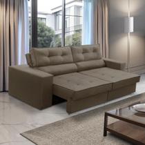 Sofá Retrátil e Reclinável 2 lugares 1,70m com Molas Mirela Suede Cappuccino Adonai Estofados