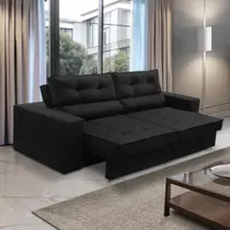 Sofá Retrátil e Reclinável 2 lugares 1,70m com Molas Mirela Suede Preto Adonai Estofados Sofá Retrátil e Reclinável 2 lugares 1,70m com Molas Mirela Suede Preto Adonai Estofados
