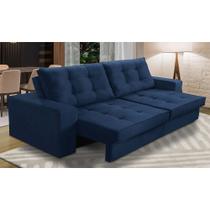 Sofá Retrátil e Reclinável 2 lugares 1,90m com Molas Giovana Suede Azul Madelina Decor