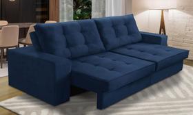 Sofá Retrátil e Reclinável 2 lugares 1,90m com Molas Madrid Suede Azul Mirra Decor