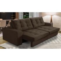 Sofá Retrátil e Reclinável 2 lugares 2,10m com Molas Giovana Suede Preto Madelina Decor