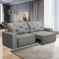 Sofá Retrátil e Reclinável 2 lugares com Molas 1,50m Aline Suede Cinza Rover & Beato