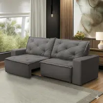 Sofá Retrátil e Reclinável 2 lugares com Molas 1,50m Ana Suede Cinza Adonai Estofados Sofá Retrátil e Reclinável 2 lugares com Molas 1,50m Ana Suede Cinza Adonai Estofados