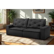 Sofá Retrátil e Reclinável 2 lugares com Molas 1,50m Atenas Suede Preto Mirra Decor Sofá Retrátil e Reclinável 2 lugares com Molas 1,50m Atenas Suede Preto Mirra Decor