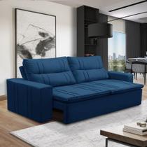 Sofá Retrátil e Reclinável 2 lugares com Molas 1,50m Elisa Suede Azul Rover & Beato
