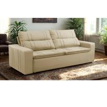 Sofá Retrátil e Reclinável 2 lugares com Molas 1,50m Escócia Suede Bege Mirra Decor