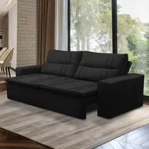 Sofá Retrátil e Reclinável 2 lugares com Molas 1,50m Ester Suede Preto Adonai Estofados
