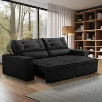 Sofá Retrátil e Reclinável 2 lugares com Molas 1,50m Lais Suede Preto Adonai Estofados