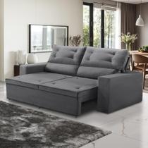 Sofá Retrátil e Reclinável 2 lugares com Molas 1,50m Lana Suede Cinza Rover & Beato