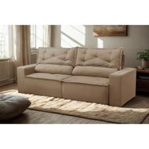 Sofá Retrátil e Reclinável 2 lugares com Molas 1,50m Lima Suede Cappuccino Mirra Decor
