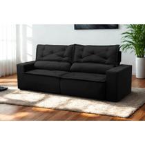 Sofá Retrátil e Reclinável 2 lugares com Molas 1,50m Lima Suede Preto Mirra Decor