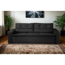 Sofá Retrátil e Reclinável 2 lugares com Molas 1,50m Veneza Suede Preto Mirra Decor