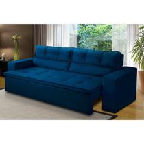 Sofá Retrátil e Reclinável 2 lugares com Molas 2,00m Veronica Suede Azul Madelina