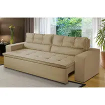 Sofá Retrátil e Reclinável 2 lugares com Molas 2,00m Veronica Suede Bege Madelina