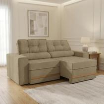 Sofá Retrátil e Reclinável 2 Lugares Havana 206cm em Bouclé Fendi Sofá Retrátil e Reclinável 2 Lugares Havana 206cm em Bouclé Fendi