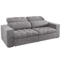 Sofá Retrátil e Reclinável 200cm Viena Suede Pena Chumbo Mpozenato Sofá Retrátil e Reclinável 200cm Viena Suede Pena Chumbo Mpozenato