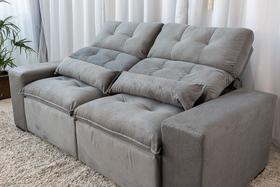 Sofá Retrátil e Reclinável 2,00m/2,50m de Largura Tecido Suede Cinza
