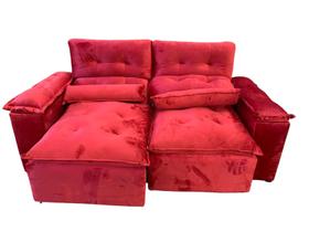 Sofá Retrátil e Reclinável 2,00m C/Pillow em Tecido Veludo Vermelho