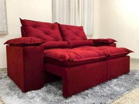 Sofá Retrátil e Reclinável 2,00m em Tecido Veludão C/ Pillow nos Braços Athenas - Montagem Inclusa