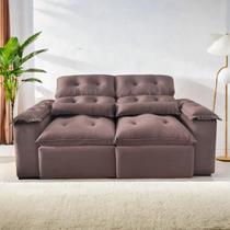 Sofá Retrátil e Reclinável 2,00m em Tecido Veludão C/ Pillow nos Braços Montagem Inclusa