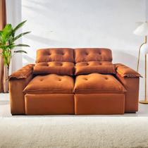 Sofá Retrátil e Reclinável 2,00m em Tecido Veludão C/ Pillow nos Braços Montagem Inclusa