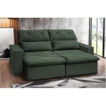 Sofá Retrátil e Reclinável 210 cm Alaska Veludo Verde Chamby Móveis