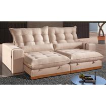 Sofá Retrátil e Reclinável 210cm Linho Dubai