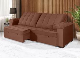 Sofá Retrátil e Reclinável 2,10m Canadá ESTILO ESTOFADOS - Sude Veludo cor "Terracota"