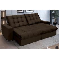 Sofá Retrátil E Reclinável 2,10m Suede Califórnia Marrom Café Sofá Retrátil E Reclinável 2,10m Suede Califórnia Marrom Café