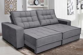 Sofá Retrátil e Reclinável 2,10m Suede Coliseu Cinza