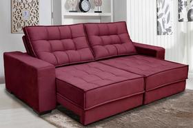 Sofá Retrátil e Reclinável 2,10m Suede Coliseu Vinho