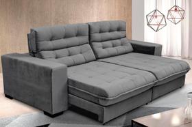 Sofá Retrátil e Reclinável 2,10m Suede New California Cinza